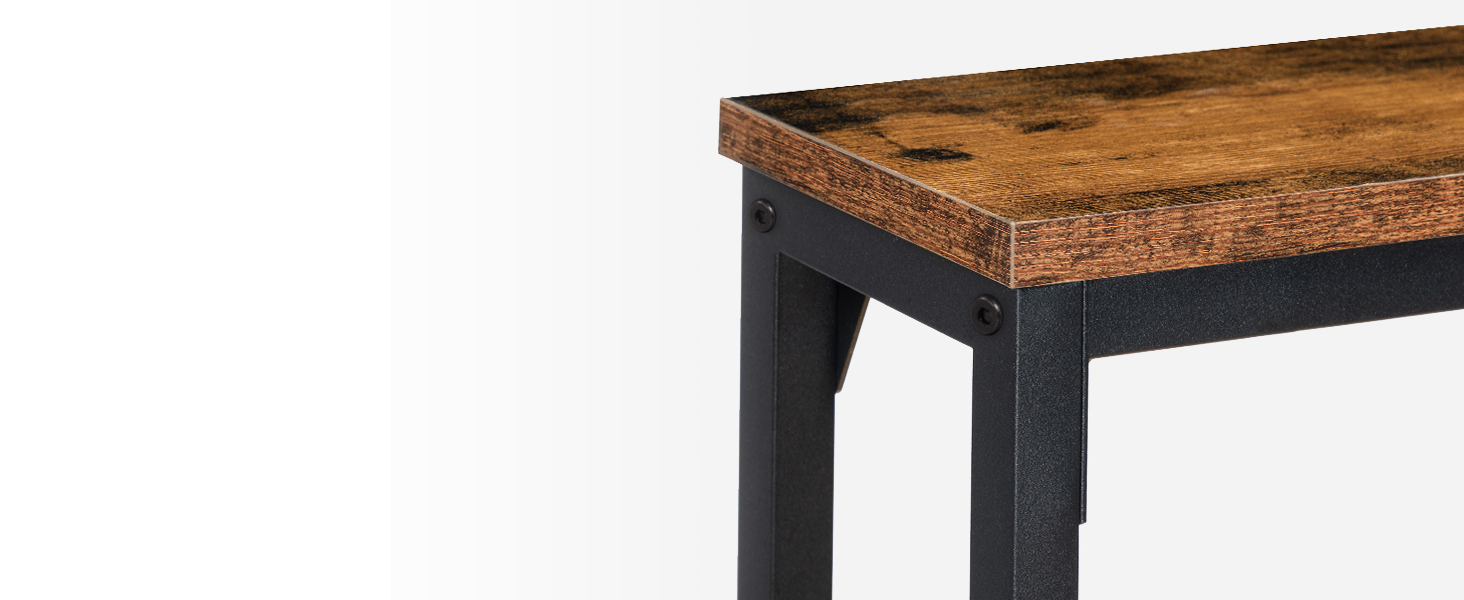 Slim Console Table ze stacją ładowania, Stół korytarzy z porty USB i punktami zasilającymi, 100 cm długi, wąska sofa/za stolikiem na kanapie do wejścia, małe przestrzenie, Rustykalny brąz