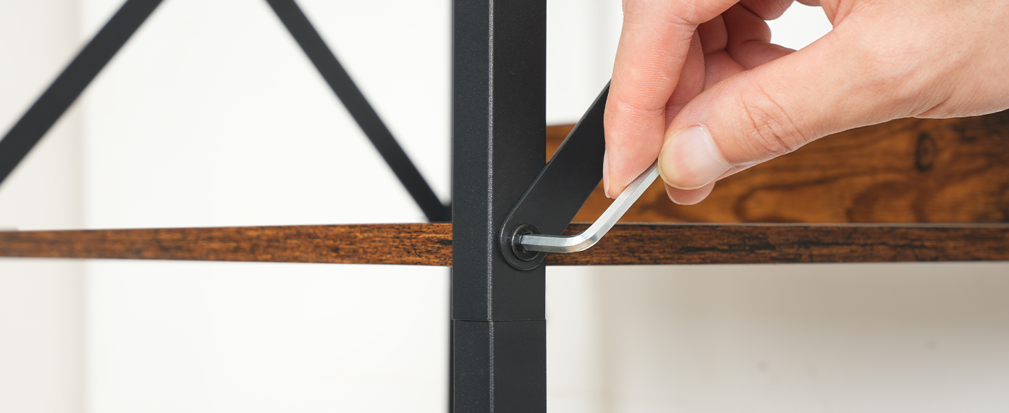 6-Tier Industrial Bookshelf, Metal-Frame Bookcase Storage Organizer, Tall Display Shelf for Living Room, Bedroom, Home Office and Kitchen, Rustic Brown & Black