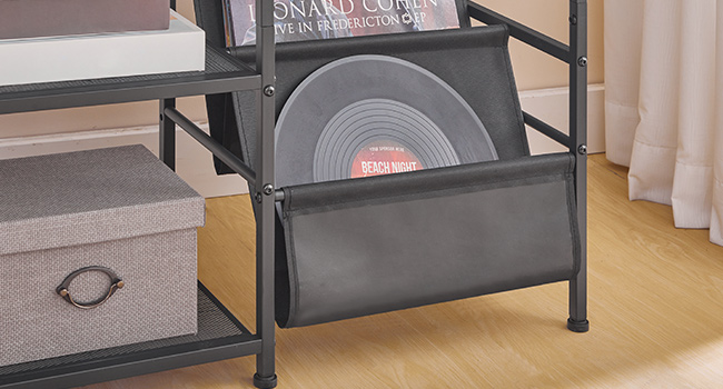 HOOBRO Record Player Stand with Vinyl Storage, Turntable Stand with Record Storage and Display Shelf, Media Cabinet with Drawer for Living Room, Bedroom,Rustic Brown