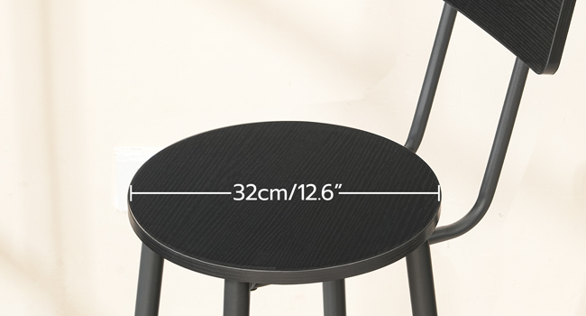 Bar Stools (Set of 2), Round Backrest Bar Chairs, 64.0cm Counter Height Stools for Kitchen Island, Dining Room, Sturdy Construction, Easy Assembly, Black