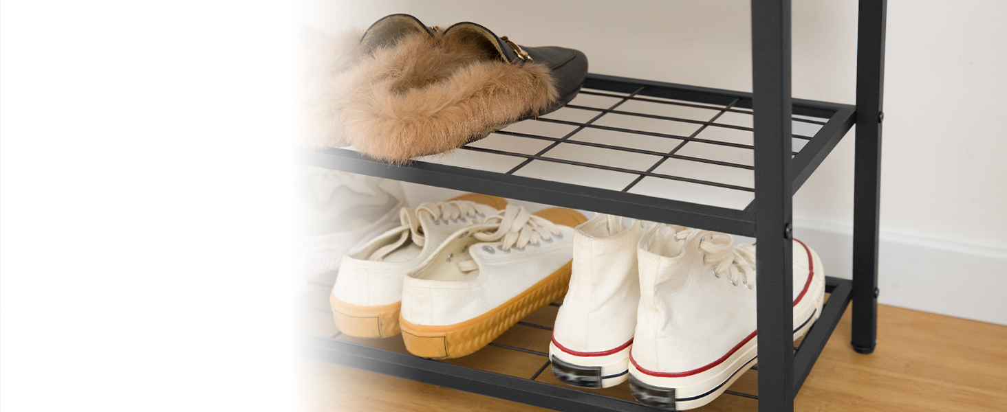 Industrieller Garderobenständer für den Eingangsbereich & Schuhbank-Set, Rustikale braune 2-reihige Garderobenhaken für den Flur, Multifunktionaler Schlammraum-Organizer für Mäntel, Hüte, Taschen und Schuhe