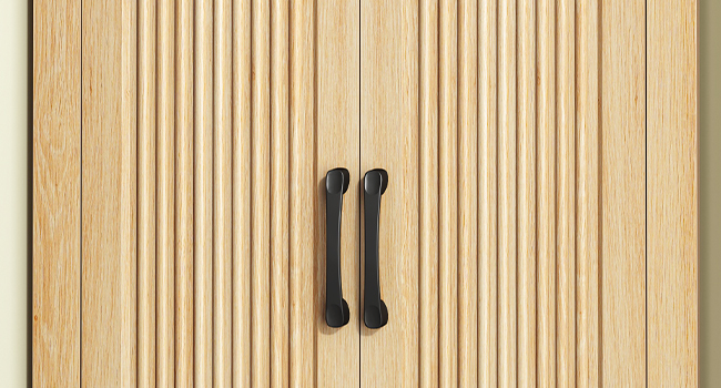 Natural Wooden Fluted Corner Storage Cabinet, Modern Multifunctional Corner Cabinet with Door, Suitable for Bathroom, Kitchen, Entryway and Living Room