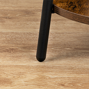 Rundt slutbord med opladningsstation, 2-Niveau lille sidebord, Circle Accent Table til stue, Soveværelse, Rustik brun