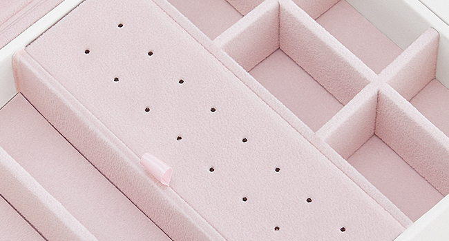 Ékszerdoboz női lányoknak, Nagy kapacitású ékszertároló doboz, Hordozható ékszerszervező, Többszörös zónás, Nagy tükör, Modern stílus, Fehér