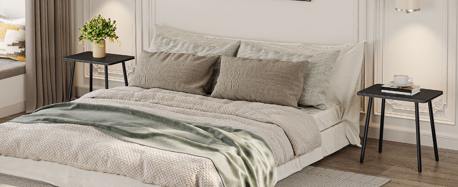 small black side table, accent table end table for small spaces, modern minimalism nightstand beside table for living room, bedroom, balcony, easy assembly, black