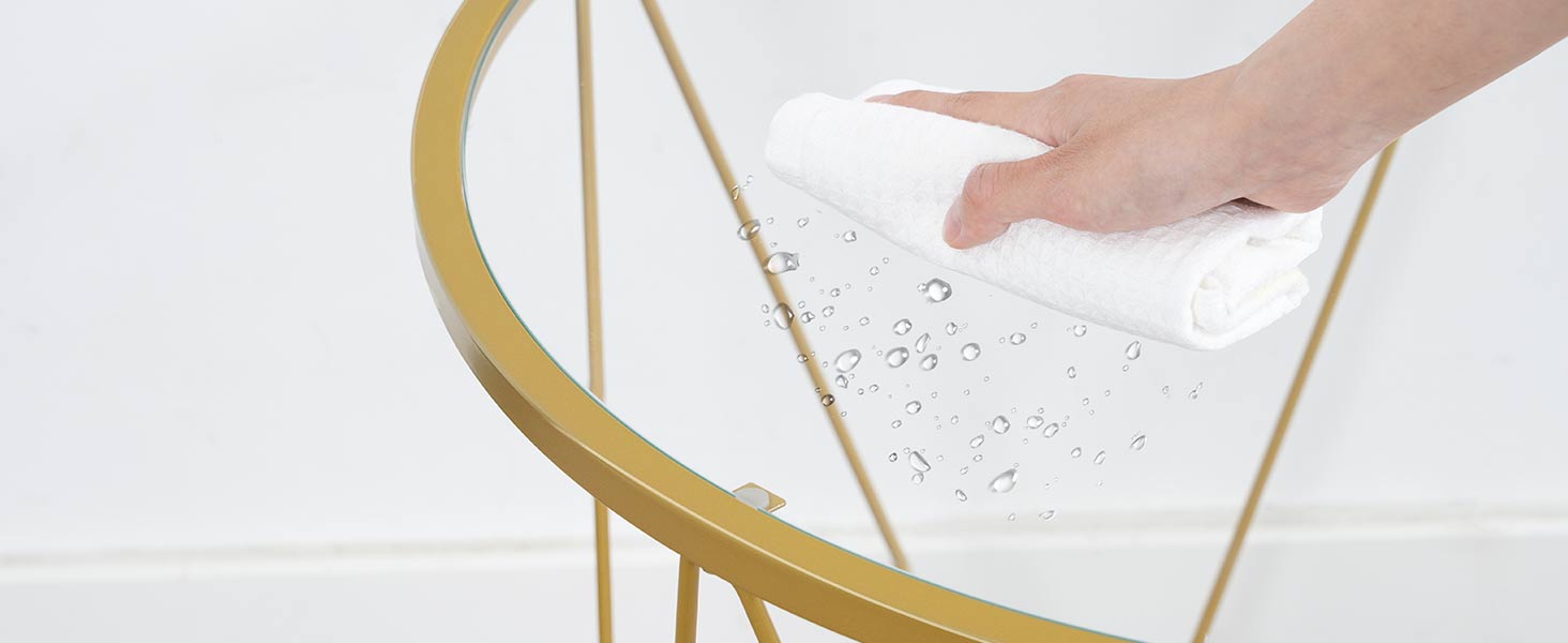 mesa de café, mesa de café de vidro dourado para sala de estar, 27.6" mesa de centro redonda, 1 Tabela central da camada, estrutura de metal, Design hexagonal, Para um pequeno espaço, Sala de recepção, apartamento, dourado