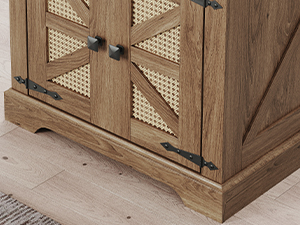 Parasztház végasztal töltőállomással, Flip Top nagy végtábla, 24" Nagy kanapé oldalsó asztal rattan pajta ajtóval, Négyzet alakú éjjeliszekrény nyitott tárolóval, a Nappalihoz, Barna barna