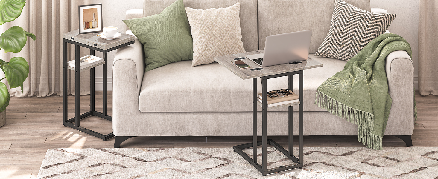 mesa auxiliar en forma de c