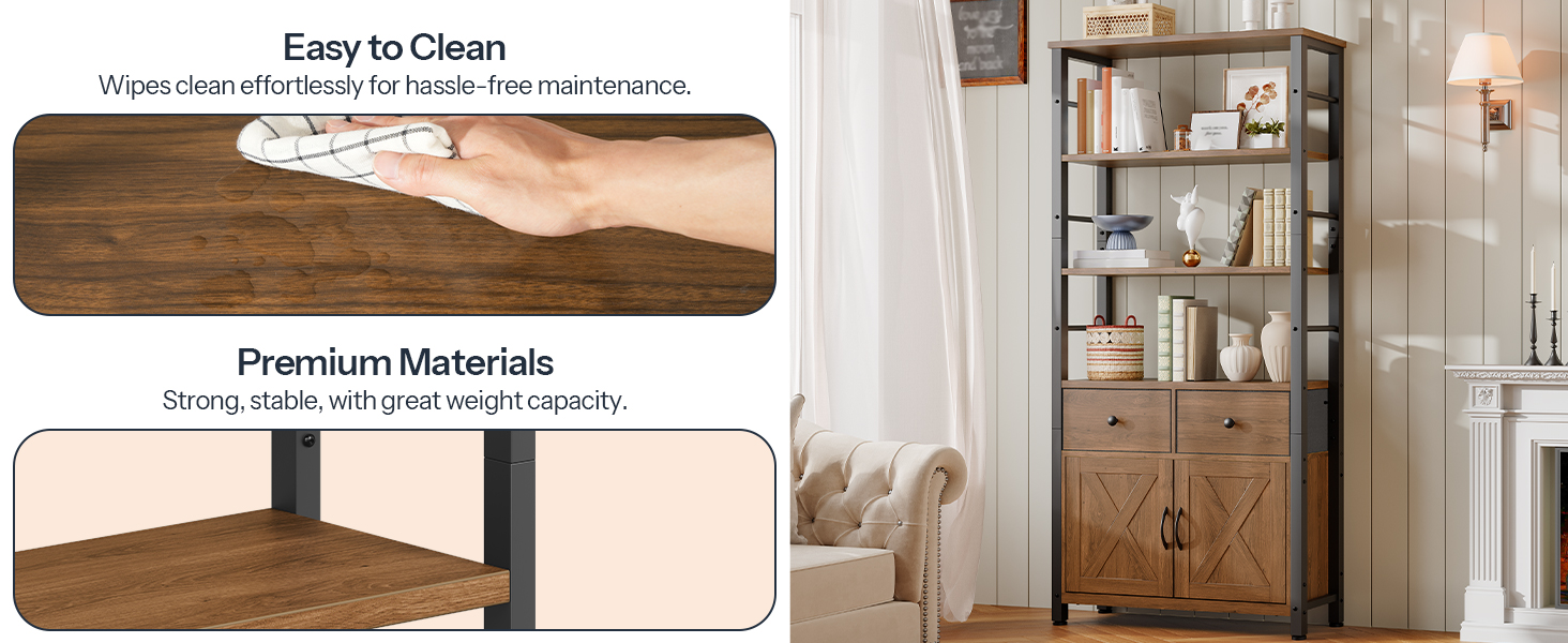 5-Bibliothèque de niveau, Grande bibliothèque avec tiroirs et armoire de rangement