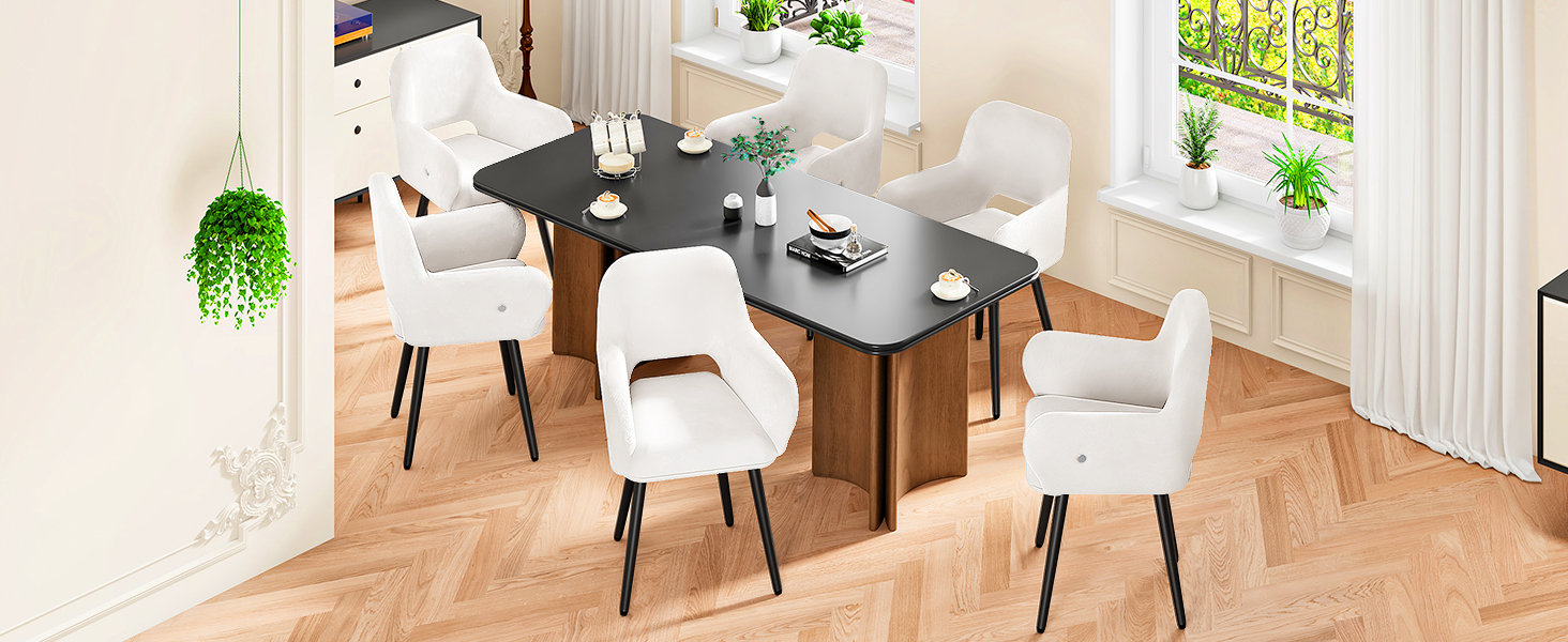 Beige a černý jídelní židle sada 2, Kuchyňské židle s měkkými zbraněmi, Moderní čalouněné židle jídelny pro obývací pokoj, Jídelna, Kuchyně, Studie