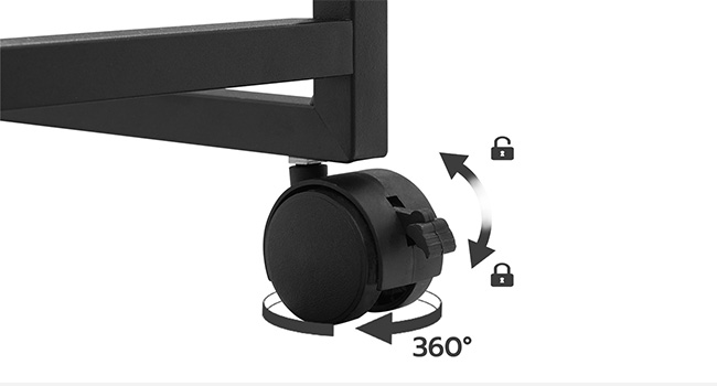 Sileät pyörät 4 Yleiset pyörät, mukaan lukien 2 jarruilla, Helppo liikkua ja korjata.