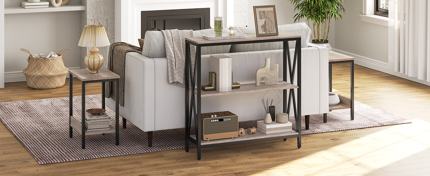 Kanepe masası, Endüstriyel Konsol Masası, 3-Açık Raflı Katlı Dar Yan Sehpa, Giriş Yolu için Fuaye Masası, Koridor, Mutfak, Oturma Odası ve Yatak Odası, Kolay Montaj, Yunan