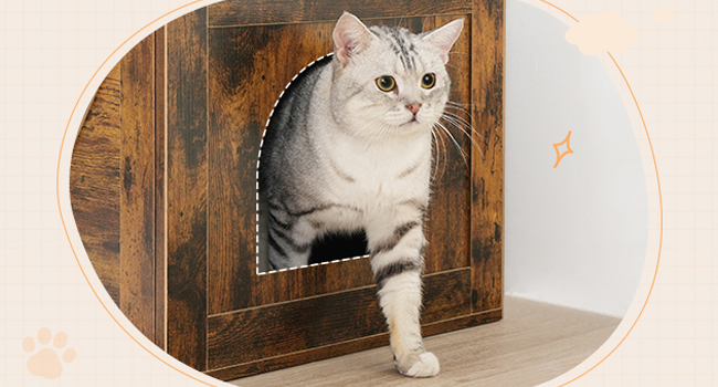 Kattetræ med kattebakke, 59.1 Høje 2-i-1 alsidige kattårnet med skjult kuldkasse møbler, Cat condo, Dinglende bolde, Skrabe indlæg, Skrabebræt, Rustik brun