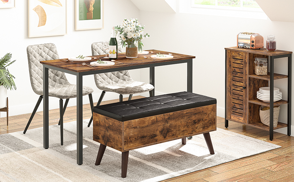 banc de lit en bois, banc de rangement de bout de lit, banc de chaussures d'entrée, 38.2 en banc de dîner, pour la cuisine, chambre à coucher, couloir, brun vintage