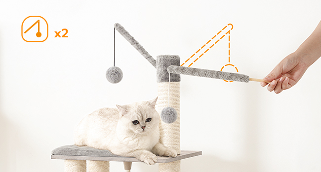 cat tree for indoor cats, wooden cat tower, modern cat condos for indoor cats, cat tree houses with cat scratching post and cat hammock, washable removable cushion, greige