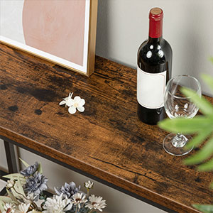 طاولة وحدة التحكم, طاولة أريكة ضيقة, 63" جدول المدخل, طاولة كونسول طويلة جدًا, خلف الأريكة, طاولة مدخل نحيفة للبهو, غرفة الجلوس, غرفة نوم, ريفي البني والأسود