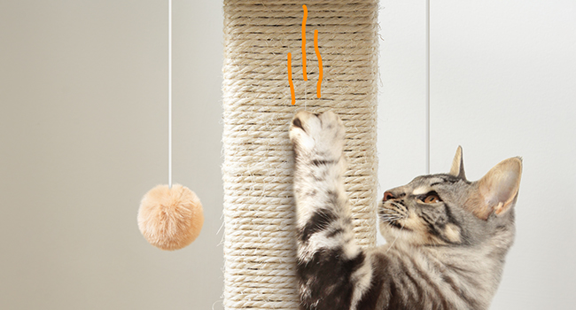 Posta di graffi per gatti per gatti interni, 28.3" Tiragraffi per gatti alti, Tiragraffi per gatti in Sisal con palline nascoste per gatti di taglia grande, Tiragraffi per gatti con attività di graffio per mobili alti, Marrone rustico