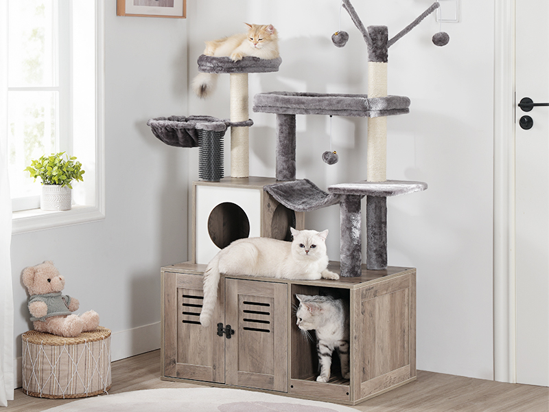 cat tree with litter box enclosure