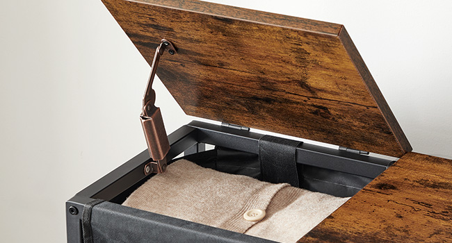 laundry basket with lid, 26.4 gal (100 l) laundry hamper with wheels, laundry sorter 2 section, removable bag for bathroom, bedroom, dorm, laundry room, rustic brown and black