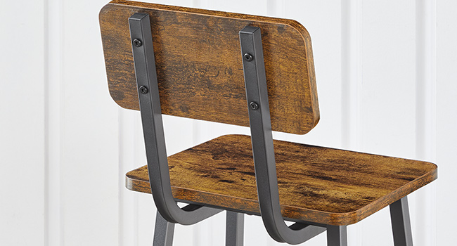 barové stoličky, sada 2, Stoličky proti komisaře s backrest, Kuchyňské snídaňové židle s nohou, průmyslový styl, pro kuchyň, jídelna, bar, kavárna, Rustikální hnědá a černá