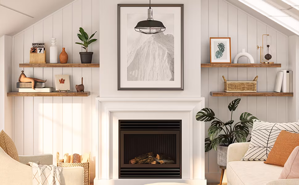 Pływające półki, Zestaw dekoracyjnych półek ściennych 2, 31.5 cal, Długie wiszące półki, Łatwy w instalacji, dla Kuchni, Salon, Łazienka, Pralnia, Rustykalny brąz