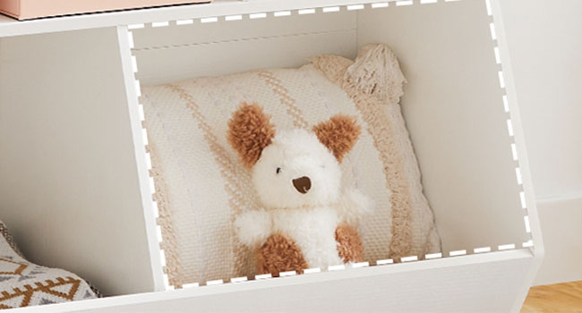 Organizador de juguetes, Estantería infantil con 6 Contenedores de almacenamiento extraíbles, Organizador de almacenamiento para niños, para el dormitorio infantil, Sala de estudio, Dormitorio, Guardería, Estilo simple, Blanco y gris