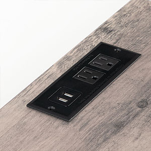 κομοδίνο με σταθμό φόρτισης, τελικός πίνακας με 2 πρίζες και 2 θύρες USB, Πλευρικό τραπέζι με συρτάρι και ανοιχτά ράφια, μικρός διαστημικός πίνακας, για υπνοδωμάτιο, Greige και Black