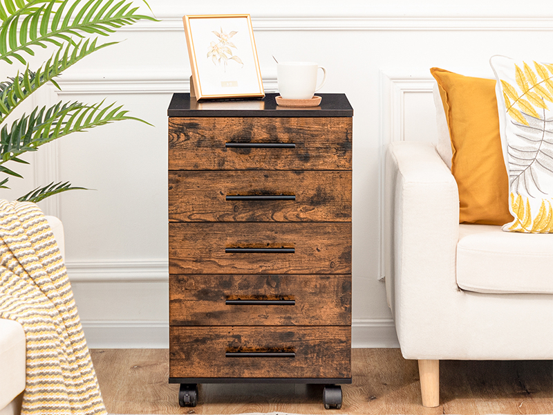 5-خزانة ذات درج, حافظة الملفات, خزانة الملفات الخشبية, مجلس الوزراء المكاتب مع الأدراج, خزانة التخزين للمكياج, للمكتب المنزلي, يذاكر, التجميع سهل, بني ريفي