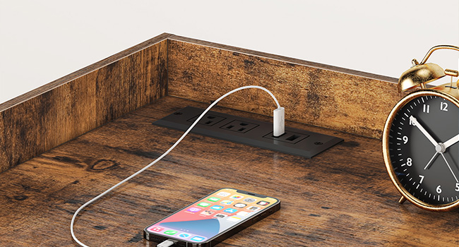 Kancelária bočného spisu skrinky s zásuvkou a nabíjacím portom USB, Moderná stojan na tlačiarni a počítačový hostiteľský stojan s otvorenými úložnými policiami, pre domácu kanceláriu