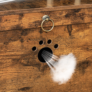 rusztikus barna rejtett macska alom dobozház, Vintage faállat -bútorok dupla szellőztetett redőnyökkel, Beltéri lélegző macska alom mosdó, A legtöbb macskának illik