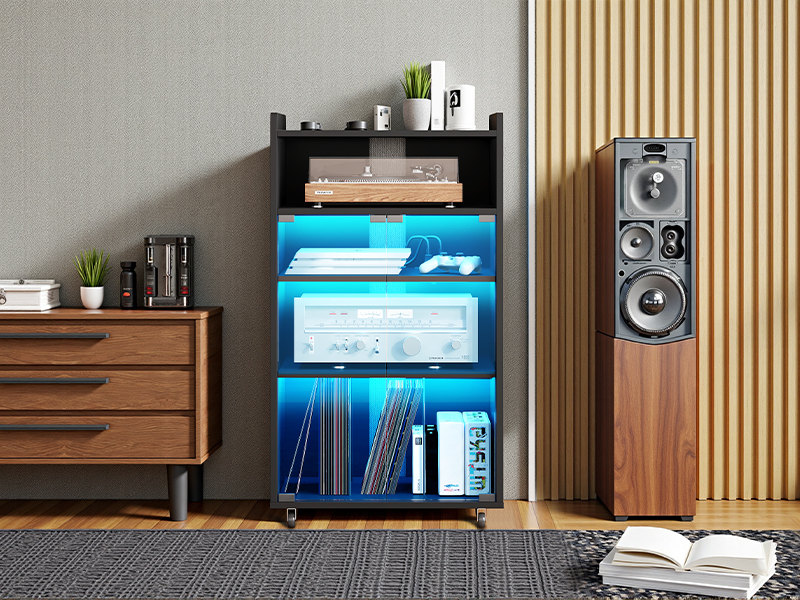 5-Стерео -кабінет рівня з станцією зарядки & Світлодіодне світло