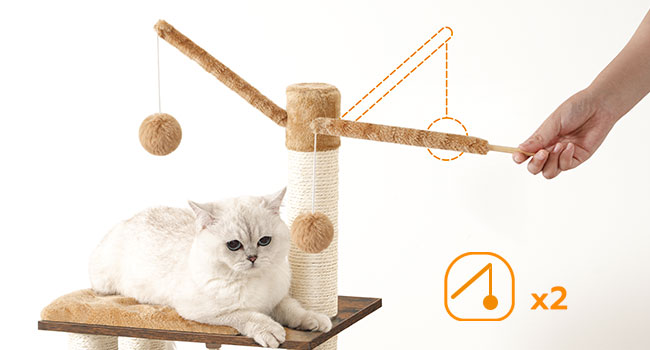 crann cat, túr cat do chait faoi dhíon, Teach cat adhmaid le poist scríobadh cat, condo cat, cat hammock, barr péirse, cúisín inbhainte inbhainte, cat féin groomer, donn tuaithe