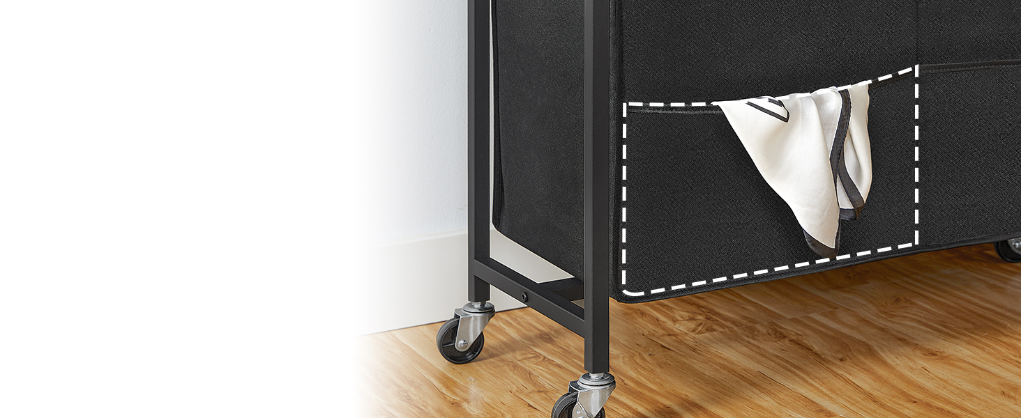 pralnia z wózkiem z 3 kosze na pranie, 28.7 gal (109l), Sorter pralni 3 przedział, Wyciągnij i zdejmowane torby na pranie, sypialnia, łazienka, pralnia, rustykalny brąz i czarny