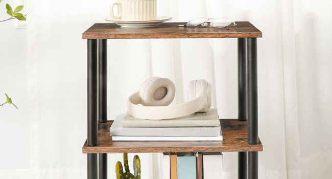 Stojan na tiskárnu, 3-Průmyslová mobilní mobil pod stolním tiskárnou s policí, Hlavní stojan na strojový stojan na kolech, Kancelář, Rustikální hnědá a černá