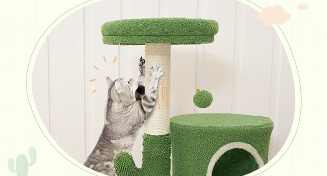 kaktusz macskafa, Kis macskatorony beltéri macskákhoz, Aranyos macskafa a cica alatt 8 lb, Zöld macska lakás macska karcoló oszlopával, macskaház lógó haranggolyókkal, tavaszi zöld