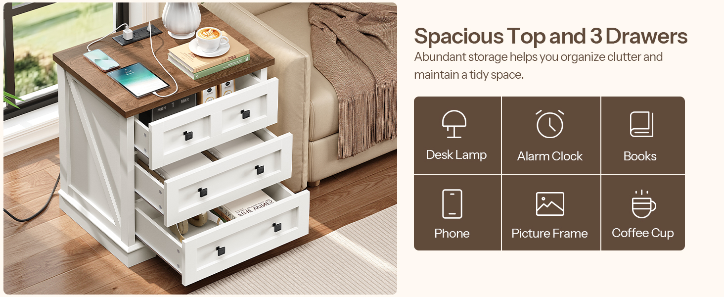 End Table with Charging Station