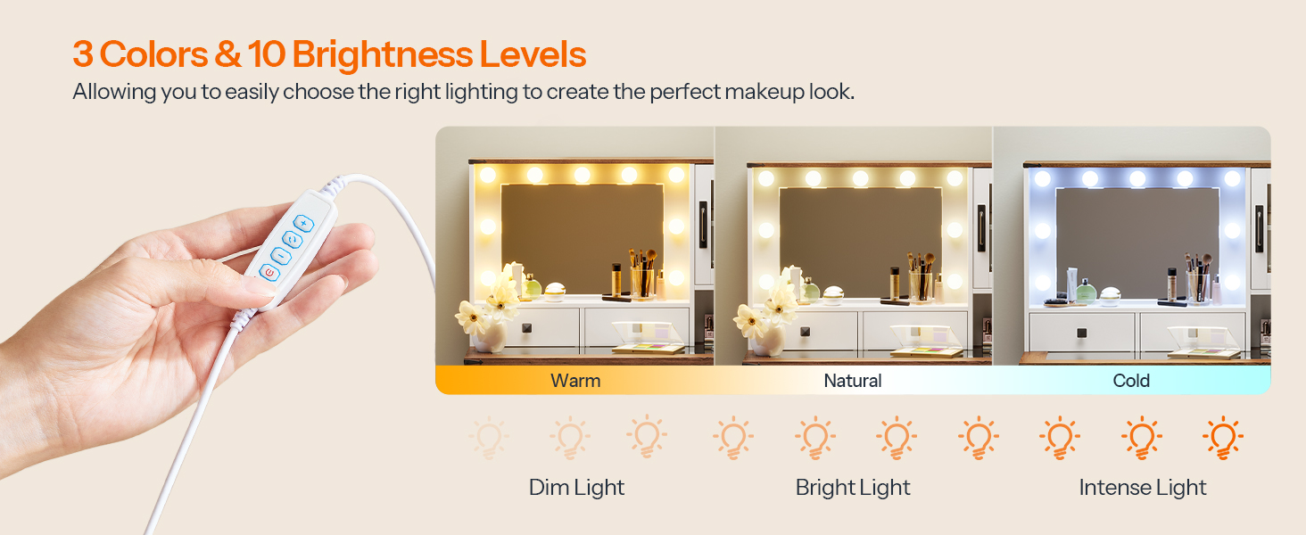 Bureau de courtoisie avec miroir et lumières