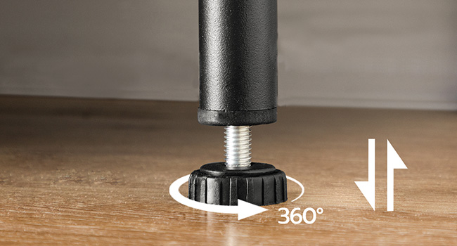 منضدة قابلة لتعديل الارتفاع مع أرفف تخزين