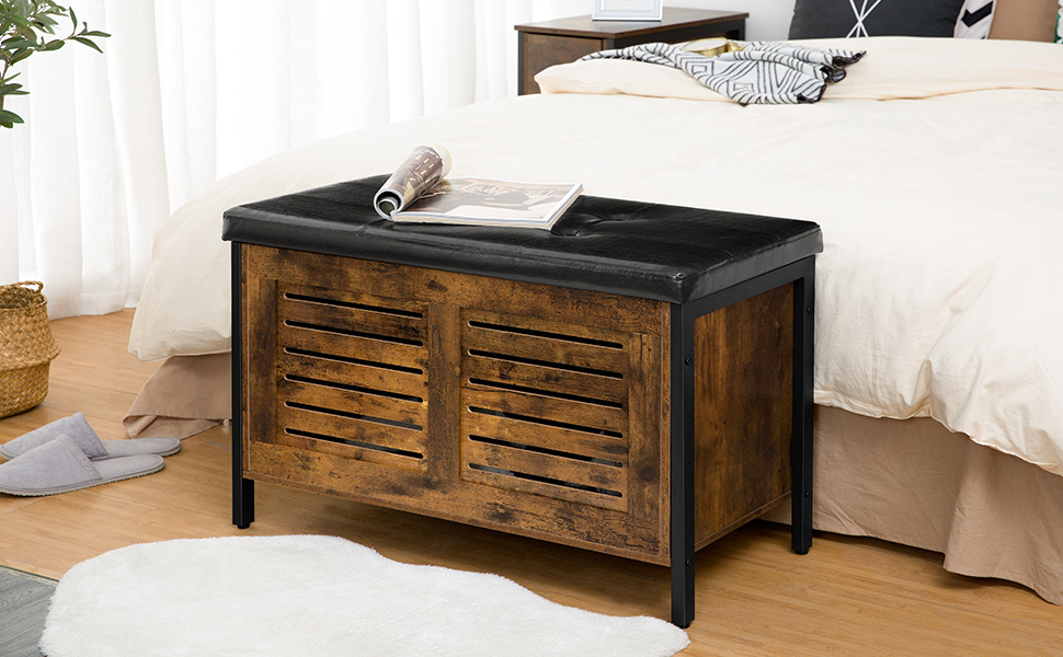 saklama sandığı, ahşap oyuncak sandığı, Yastıklı koltuklu depolama tezgahı, ayakkabı tezgahı, Destekler 220 1 pound = 0.45 kg, giriş bankı, 31.5 x 15.7 X 19.3 inç, Kolay montaj, Yatak uç taburesi, yatak odası