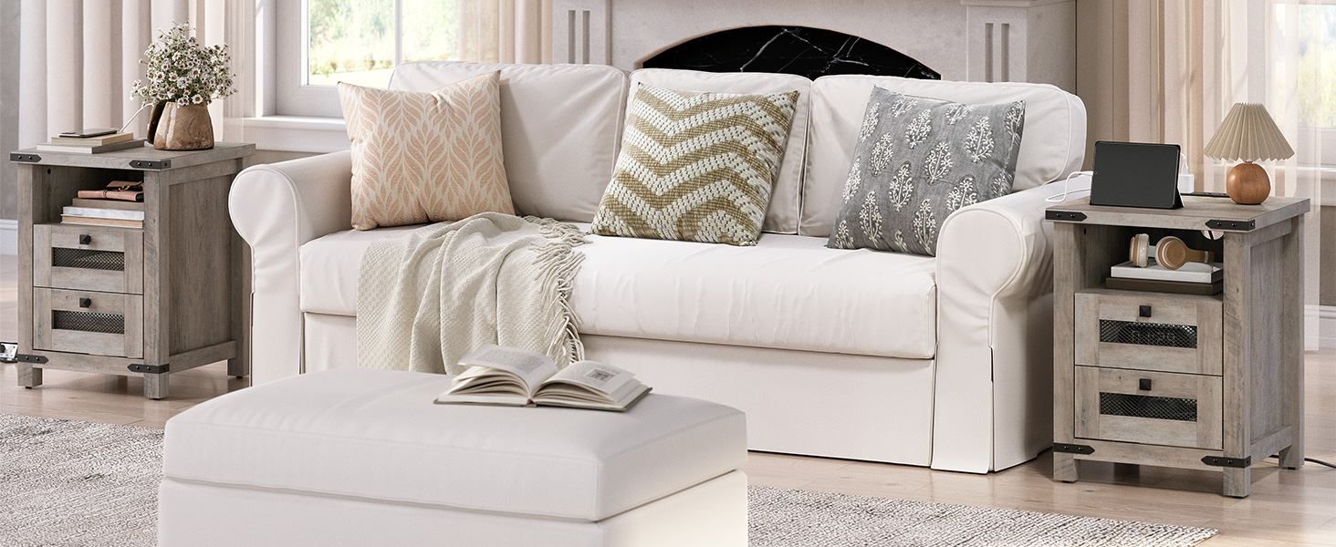 Table de nuit de la ferme avec station de charge