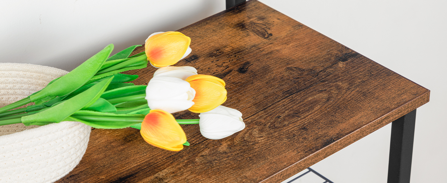 Βιομηχανικό παλτό, Ρουστίκ καφέ και μαύρο ράφι με αποθήκευση παπουτσιών, Δωρεάν δέντρο αίθουσας με 9 Άγκιστρα, Παπούτσι και ράφι παλτών για διάδρομο, Είσοδος, Μεταλλικό Πλαίσιο, Ισχυρός