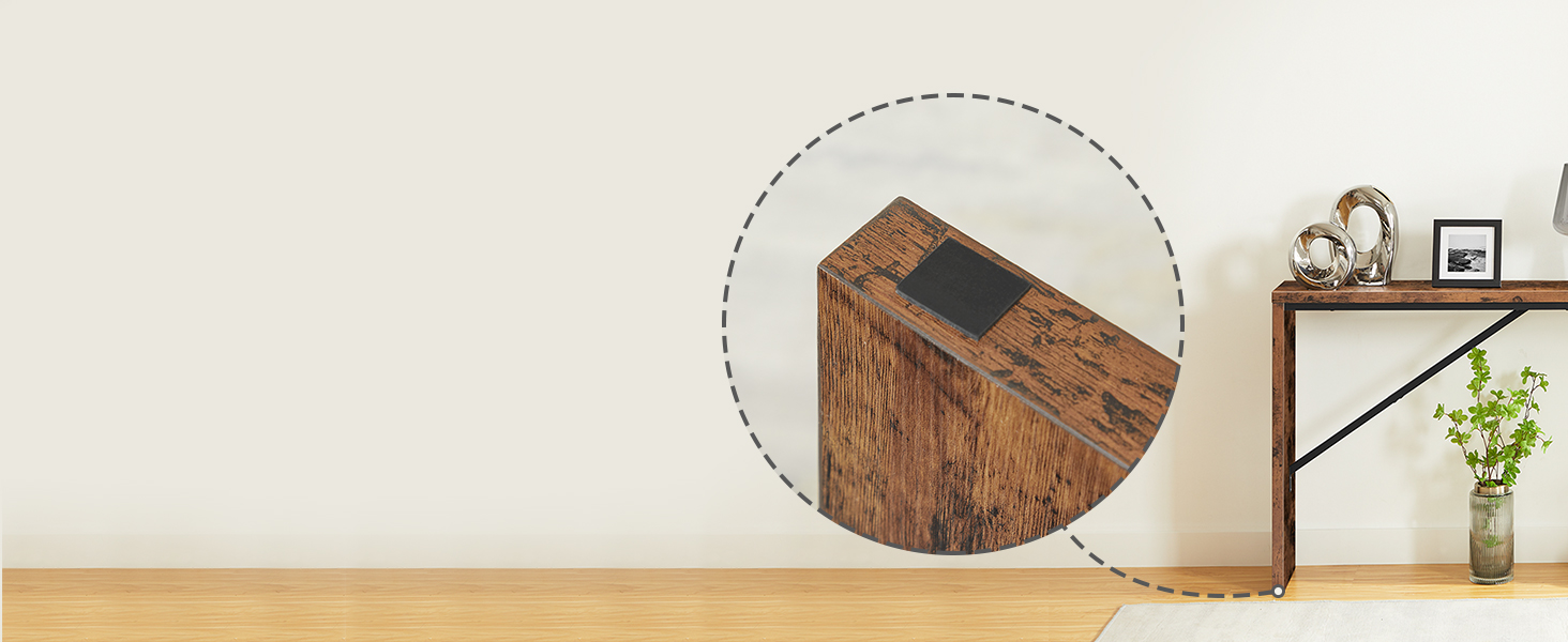 Konzolový stůl, 62.2" Dlouhá pohovka za gaučem, Úzký vstupní stůl, Na statku jídelní stůl s úhledným kovovým rámem, Tabulka průmyslové konzoly pro vchod, Rustikální hnědá