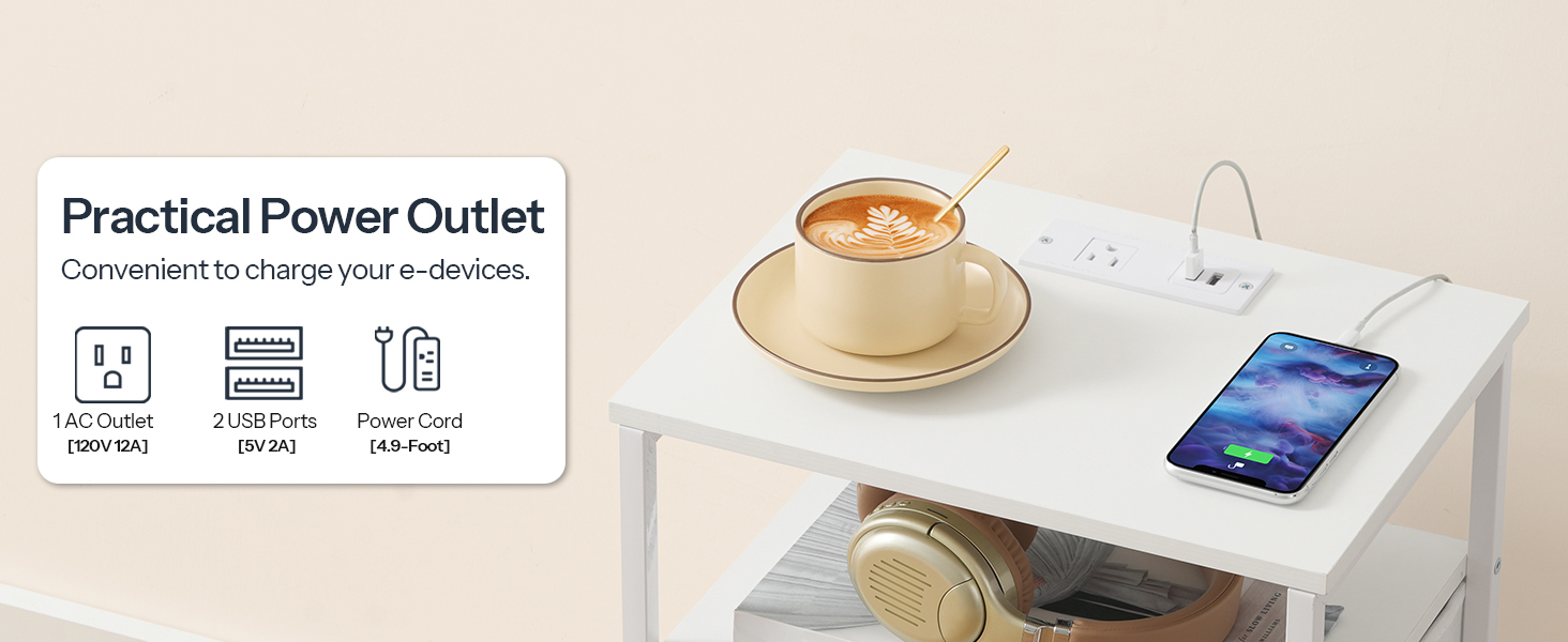 Éjszakai állvány USB -portokkal