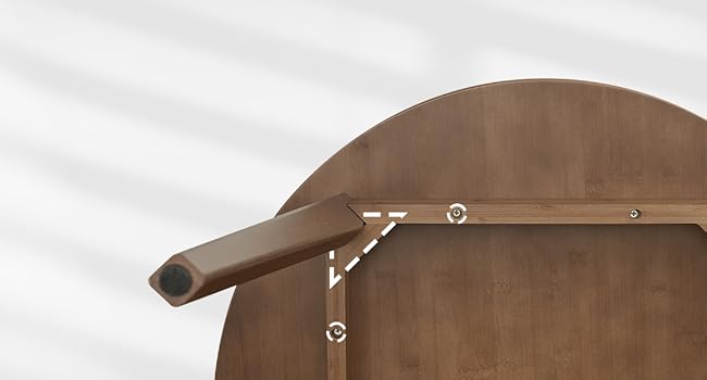 Hnědý bambusový jídelní stůl, Dřevěný kulatý jídelní stůl 2, 27.5" Kuchyňský stůl pro malý prostor, Psací stůl, Snadné sestavení, pro jídelnu, Obývací pokoj, Kancelář, Kuchyně, Byt