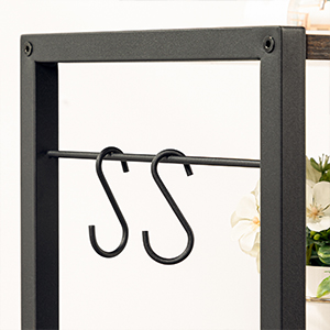 3-Стенд мобільного принтера рівня, кочення кошику з розетками та портами USB, КАРТА ПРОМИСЛОВИЙ ПРИНТЕР, домашня утиліта для зберігання з 2 гачки, для офісу, вітальня, сільський коричневий