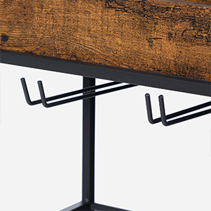 bar cart for the home, 3-tier home rolling cart with wine rack and cup holder, beverage storage cart with removable wooden tray, for kitchen, dining rooms, bar, rustic brown