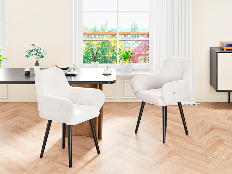 Beige a černý jídelní židle sada 2, Kuchyňské židle s měkkými zbraněmi, Moderní čalouněné židle jídelny pro obývací pokoj, Jídelna, Kuchyně, Studie