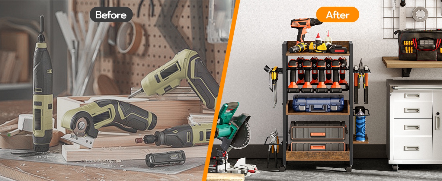 chariot organisateur d'outils avec roues