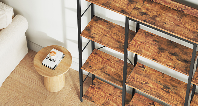 Triple Column 4-Tier Bookshelf, Open Storage Display Rack