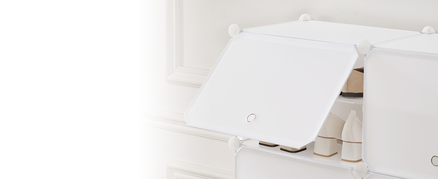 Ayakkabılık, 6 Kapılarla Küpler Ayakkabı Organizatörü, Plastik Panel Ayakkabı Depolama Dolabı 24 Ayakkabı Çiftleri, Dolap için, Giriş yolu, Koridor, Beyaz